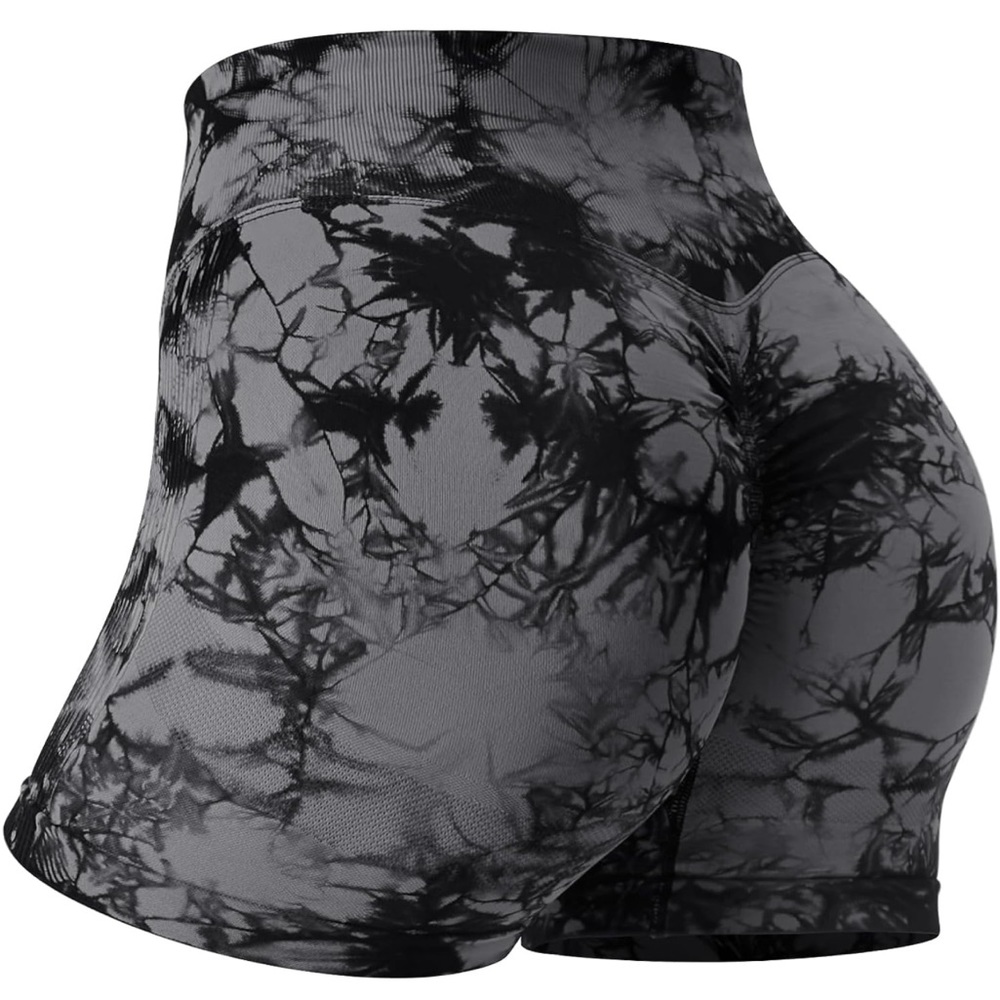 Black Tie-Dye  MOOSELOVER Amazon Workout Scrunch Shorts